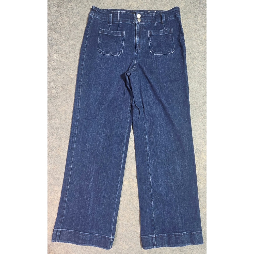 Talbots Relaxed Jean Trouser Dark Wash Wide Leg Denim Pants Womens 10